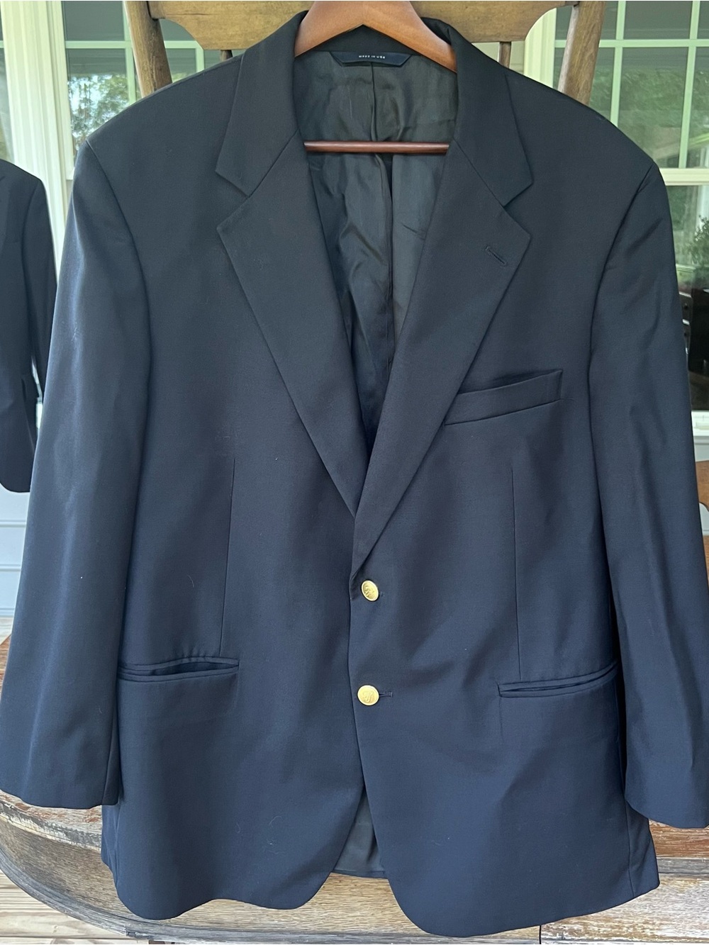 Brooks Brothers BrooksEase Dark Navy Wool Blazer 42S Gold Button Vintage UNITE